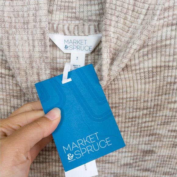 MARKET & SPRUCE Brown Rhea Spacedye Mock Neck Rib Knit Sweater Women's Small - Picture 3 of 5
